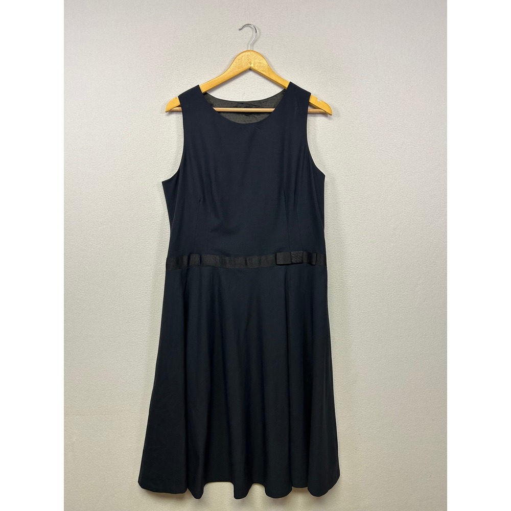 [Dark‎ Academia Preppy] Banana Republic Womens 16 Navy Blue Wool Fit Flare Dress